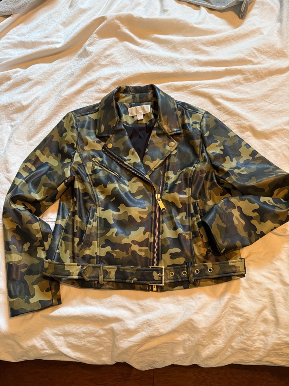 Camouflage Moto Jacket - Faux Leather - Michael Kors